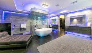 Phòng tắm lát đá cẩm thạch xám tại Mỹ thuộc top 7 phòng tắm sang trọng nhất thế giới